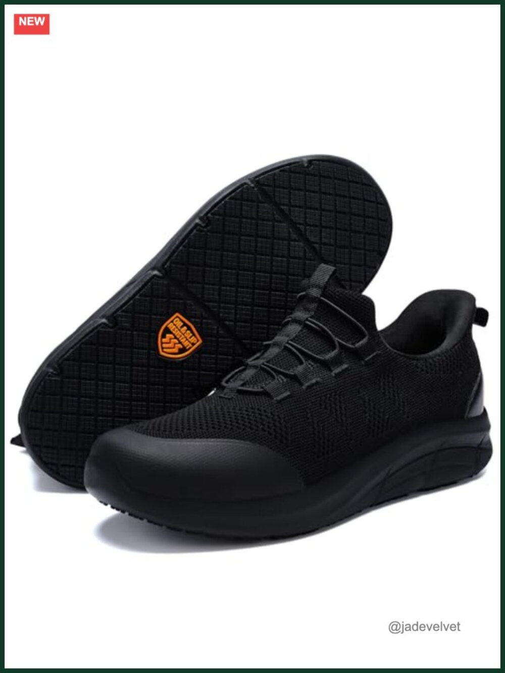 Slip On Non Slip Work Shoes for Men and Women Black Oil Resistant Breathable